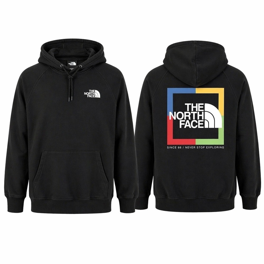 The North Face Pullover Hoodie Women's Small Black Graphic On Back Spell Out